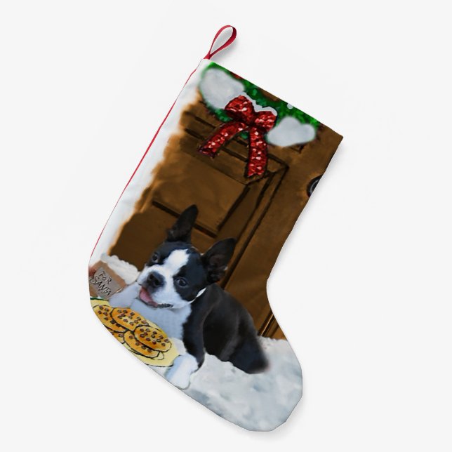 Boston Terrier Christmas Gifts Small Christmas Stocking (Front (Hanging))