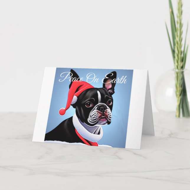 Boston Terrier Christmas Holiday Card (Front)