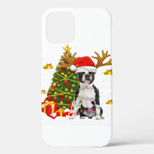 Boston Terrier Christmas Lights Tree Santa Xmas Pa iPhone 12 Pro Case