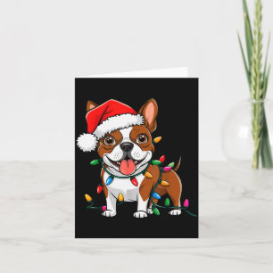 Boston Terrier Christmas Lights Xmas Dogs Men Wome Card