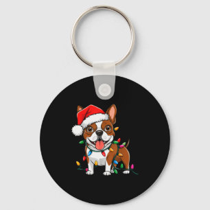 Boston Terrier Christmas Lights Xmas Dogs Men Wome Key Ring