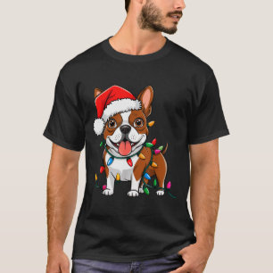 Boston Terrier Christmas Lights Xmas Dogs Men Wome T-Shirt