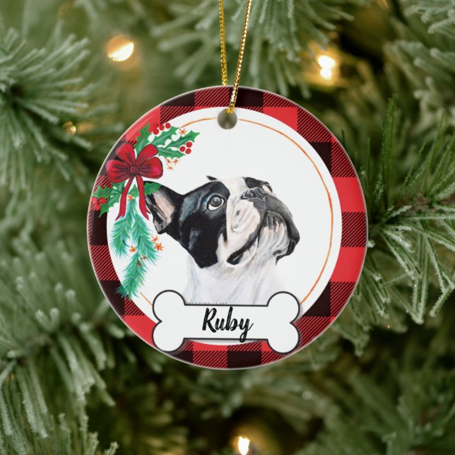 Boston Terrier Christmas Ornament (Tree)