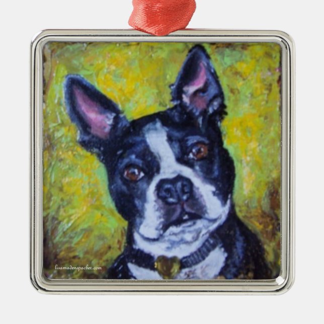 Boston Terrier Christmas ornament (Front)