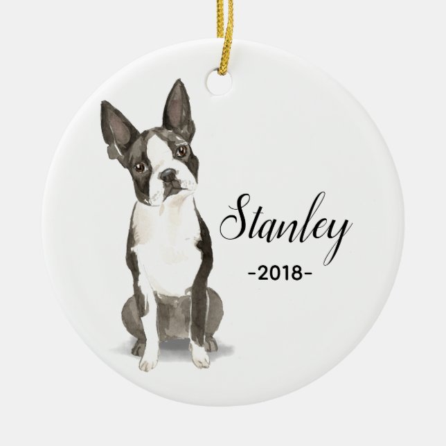 Boston Terrier Christmas ornament (Front)