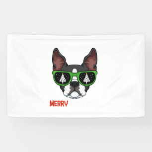 Boston Terrier Christmas Pajama Dog Sunglasses X-M Banner