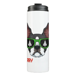 Boston Terrier Christmas Pajama Dog Sunglasses X-M Thermal Tumbler