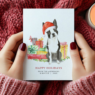 Boston Terrier Christmas Presents Holiday Card