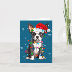 Boston Terrier Christmas Santa Hat  Card