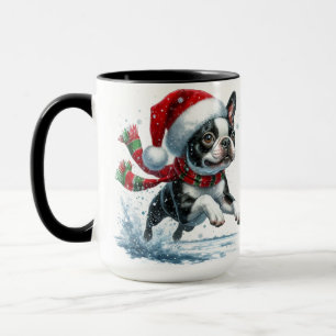 Boston Terrier Christmas Snow Mug