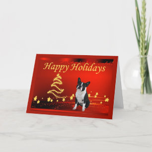 Boston Terrier Christmas Stars Greeting Card