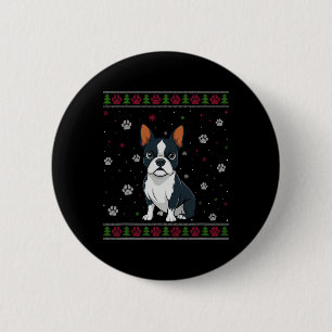 Boston Terrier Christmas Sweater Xmas Pet Animal D 6 Cm Round Badge