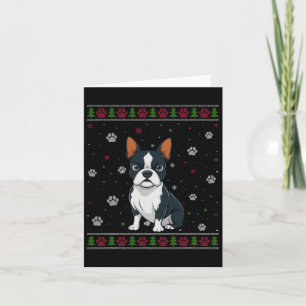 Boston Terrier Christmas Sweater Xmas Pet Animal D Card