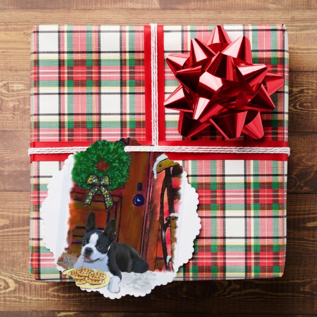 Boston Terrier Christmas Tree Decoration Card (Insitu (Gift))