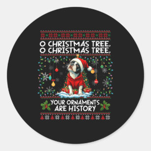 Boston Terrier Christmas Tree Decorations Dog Love Classic Round Sticker