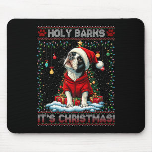 Boston Terrier Christmas Tree Decorations Dog Love Mouse Mat