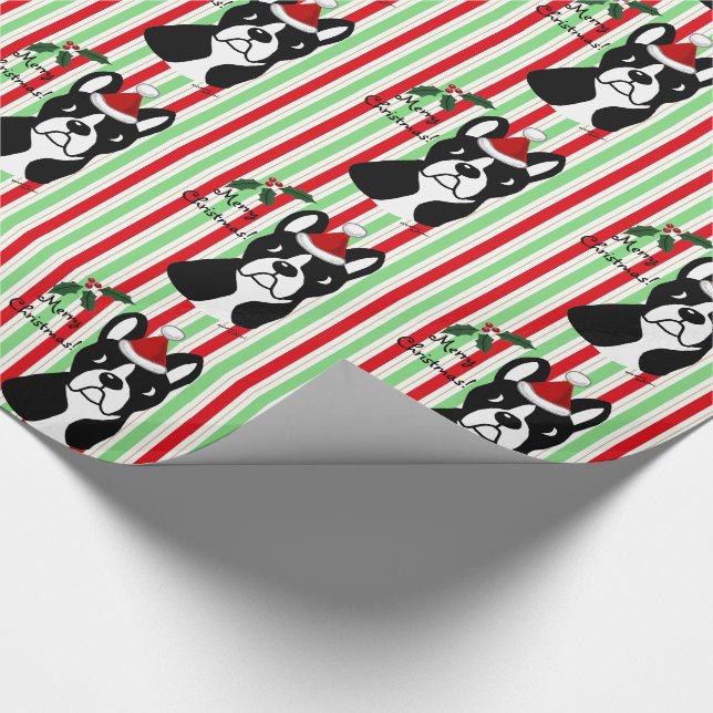 Boston Terrier Christmas Wrapping Paper (Corner)