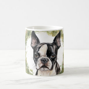 Boston Terrier Christmas Wreath Festive Pup  Coffee Mug