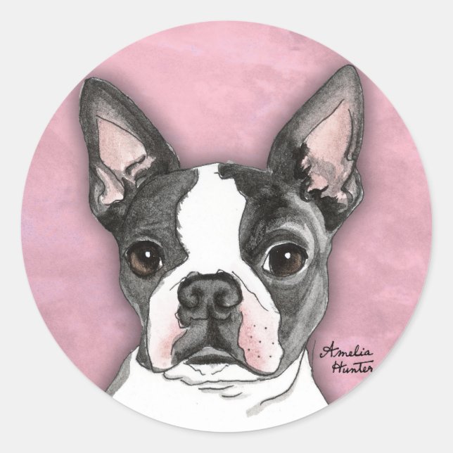 Boston Terrier Classic Round Sticker (Front)