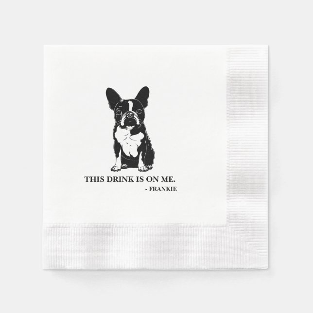 Boston Terrier Cocktail Napkin (Front)
