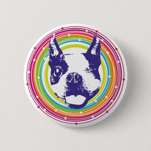 Boston Terrier - Colourful Circles 6 Cm Round Badge (Front)