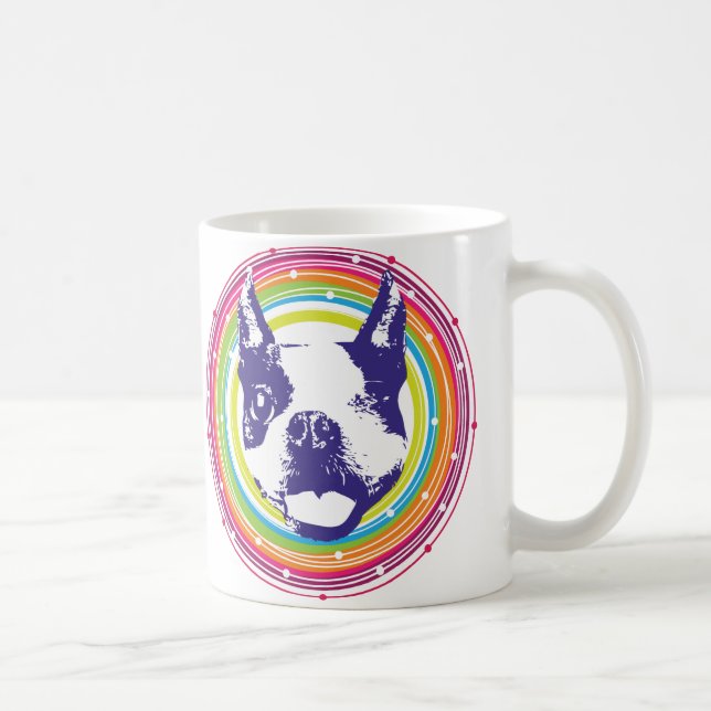 Boston Terrier - Colourful Circles Coffee Mug (Right)