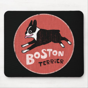 Boston Terrier Cool Retro Style Mouse Mat