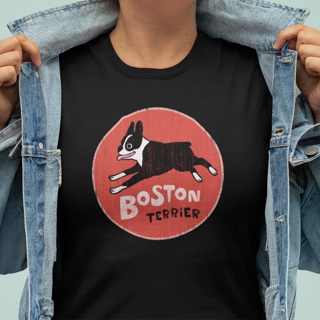 Boston Terrier Cool Vintage Style Fun Pet Dog T-Shirt (Creator Uploaded)