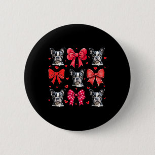 Boston Terrier Coquette Bow Puppy Dog Mom Valentin 6 Cm Round Badge