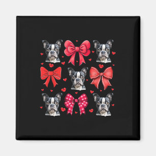 Boston Terrier Coquette Bow Puppy Dog Mom Valentin Magnet