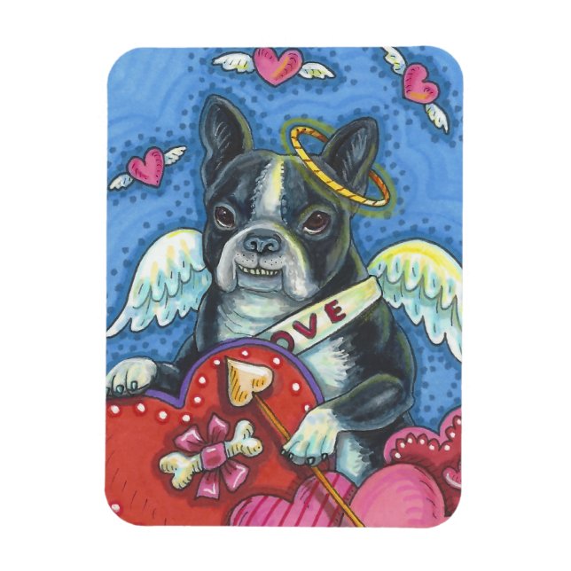 Boston Terrier Cupid DOG VALENTINE MAGNET (Vertical)