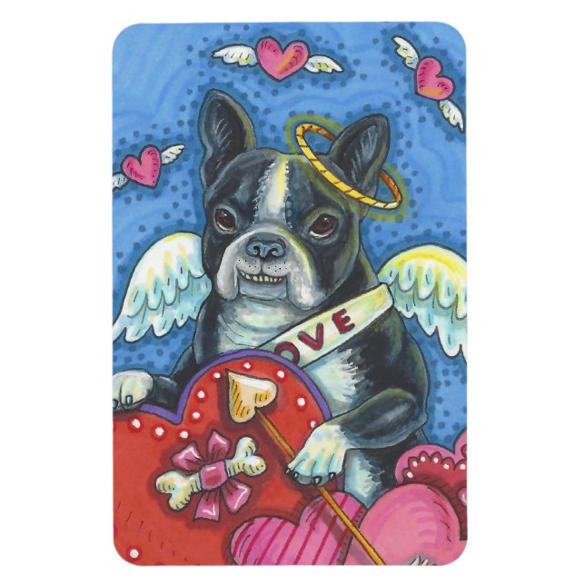 Boston Terrier Cupid DOG VALENTINE MAGNET Large (Vertical)