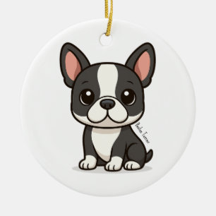 Boston Terrier Custom Name Ceramic Tree Decoration