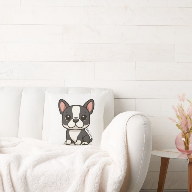 Boston Terrier Custom Name Cushion (Couch)