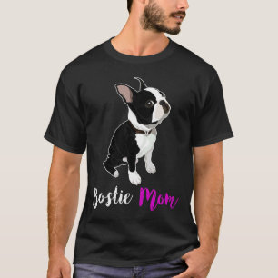Boston Terrier Cute Bostie Mum Vintage Red Bow T-Shirt