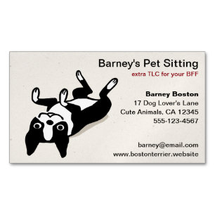 Boston Terrier   Cute Cartoon Dog Magnetic Business Card