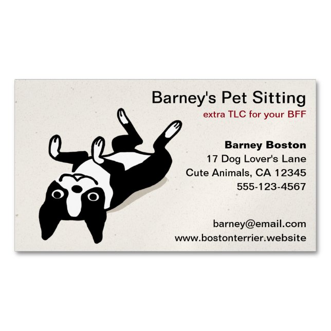 Boston Terrier | Cute Cartoon Dog Magnetic Business Card (Front)