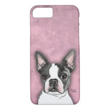 Boston Terrier cute dog cell phone case pink