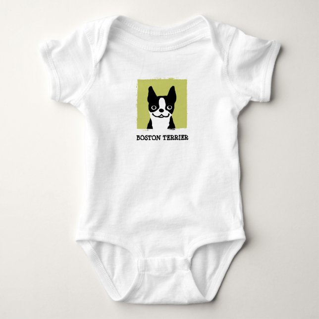 Boston Terrier | Cute Dog Face Baby Bodysuit (Front)