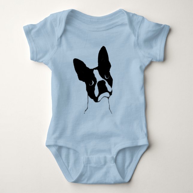 Boston Terrier- cute face Baby Bodysuit (Front)