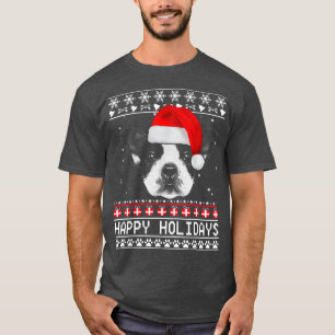 Boston Terrier Cute Happy Holidays Christmas Dog L T-Shirt