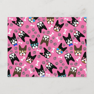 Boston Terrier Cute Moustache Funny Faces Postcard