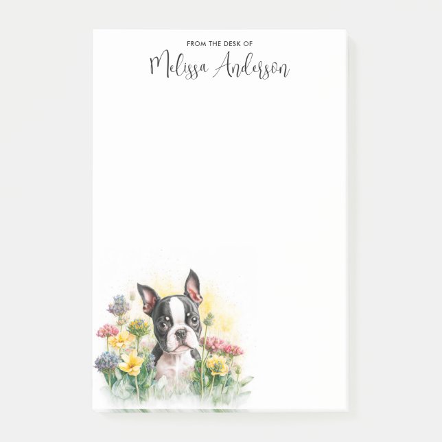 Boston Terrier Cute Puppy Personalised Dog Lover  Post-it Notes (Front)
