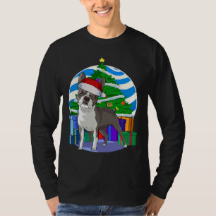 Boston Terrier Cute Santa Christmas T-Shirt