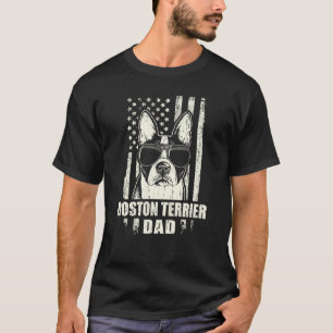 Boston Terrier Dad Cool Vintage Retro Proud Americ T-Shirt
