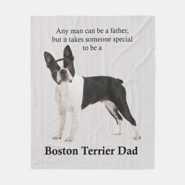 Boston Terrier Dad Fleece Blanket (Front)
