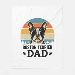 Boston Terrier Dad Vintage Dog Lover Design_1 Fleece Blanket