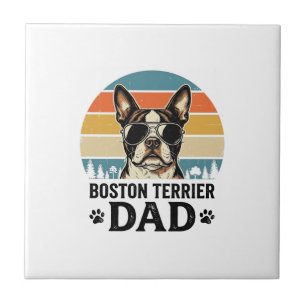 Boston Terrier Dad Vintage Dog Lover Design_1 Tile