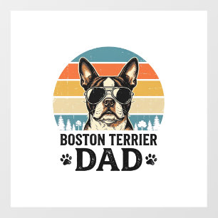 Boston Terrier Dad Vintage Dog Lover Design_1 Window Cling