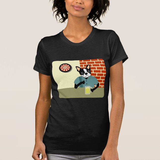 Boston Terrier Dartboard Beer Pub T-Shirt (Front)